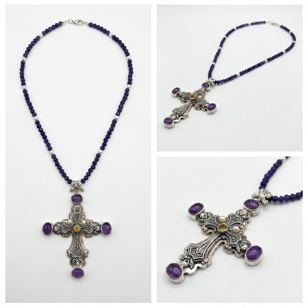 Collana Croce Ame in Argento 925 e Bronzo - Collezione Regina Sofia