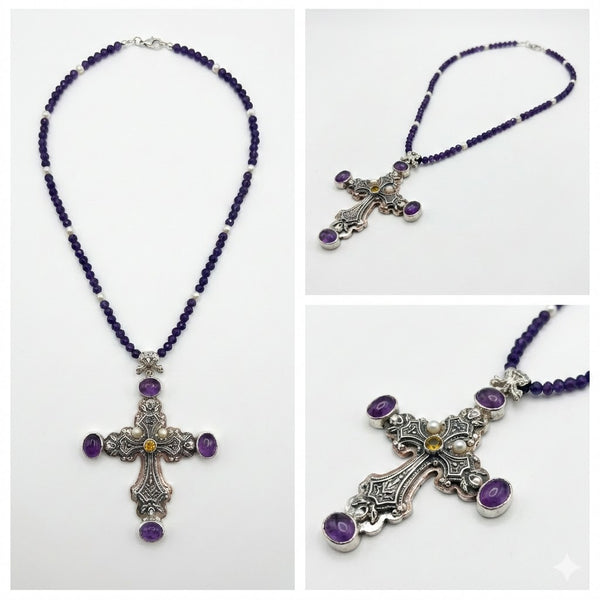 Collana Croce Ame in Argento 925 e Bronzo - Collezione Regina Sofia