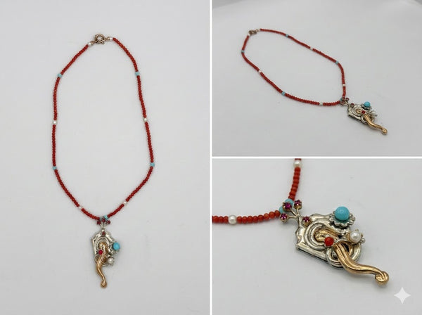 Collana Pendente Lucky in Argento 925 e Bronzo - Collezione Regina Sofia