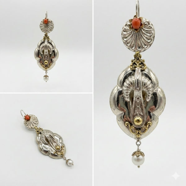 Orecchini Base Spillo in Argento 925 e Bronzo - Collezione Regina Sofia