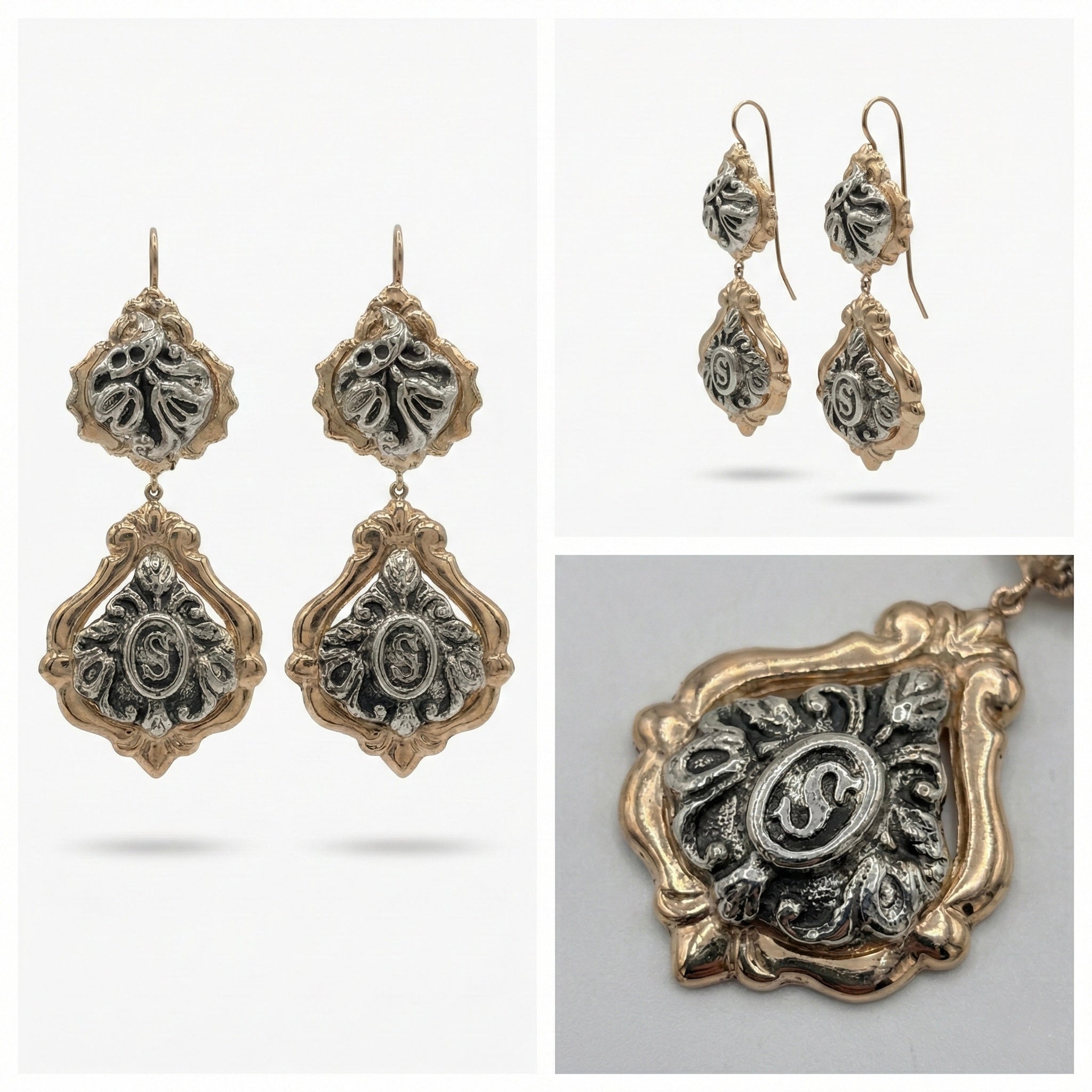 Orecchini Foglia Media in Argento 925 e Bronzo - Collezione Regina Sofia