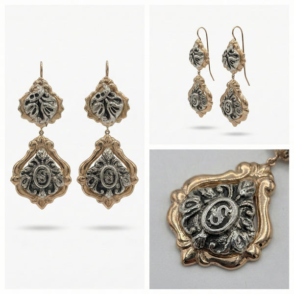 Orecchini Foglia Media in Argento 925 e Bronzo - Collezione Regina Sofia