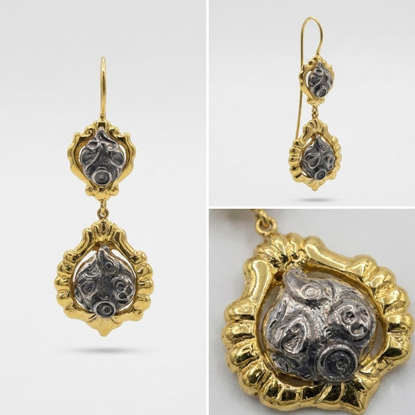 Orecchini Foglia Piccolo in Argento 925 e Bronzo - Collezione Regina Sofia