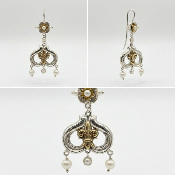 Orecchini Giglio Fiore in Argento 925 e Bronzo - Collezione Regina Sofia