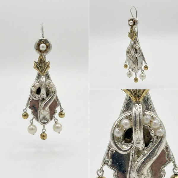 Orecchini Giglio in Argento 925 e Bronzo - Collezione Regina Sofia